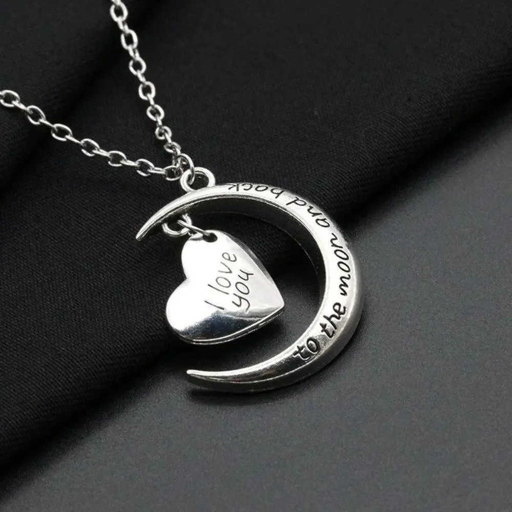 Couple Necklace I Love You Moon Heart‎ Love Necklace Clavicle Chain Boho Chic